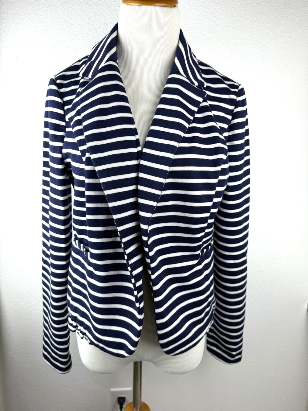 Maison Jules Striped Open Front Blazer Navy L